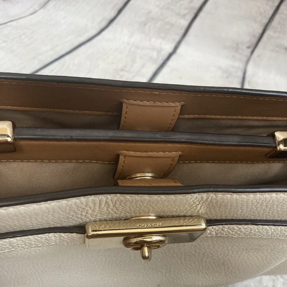 Coach Lane Top Handle Crossbody Bag Chalk Pebbled Leather C8210 Purse